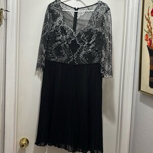 Adriana Papell Pleated and Lace Dress NWT
